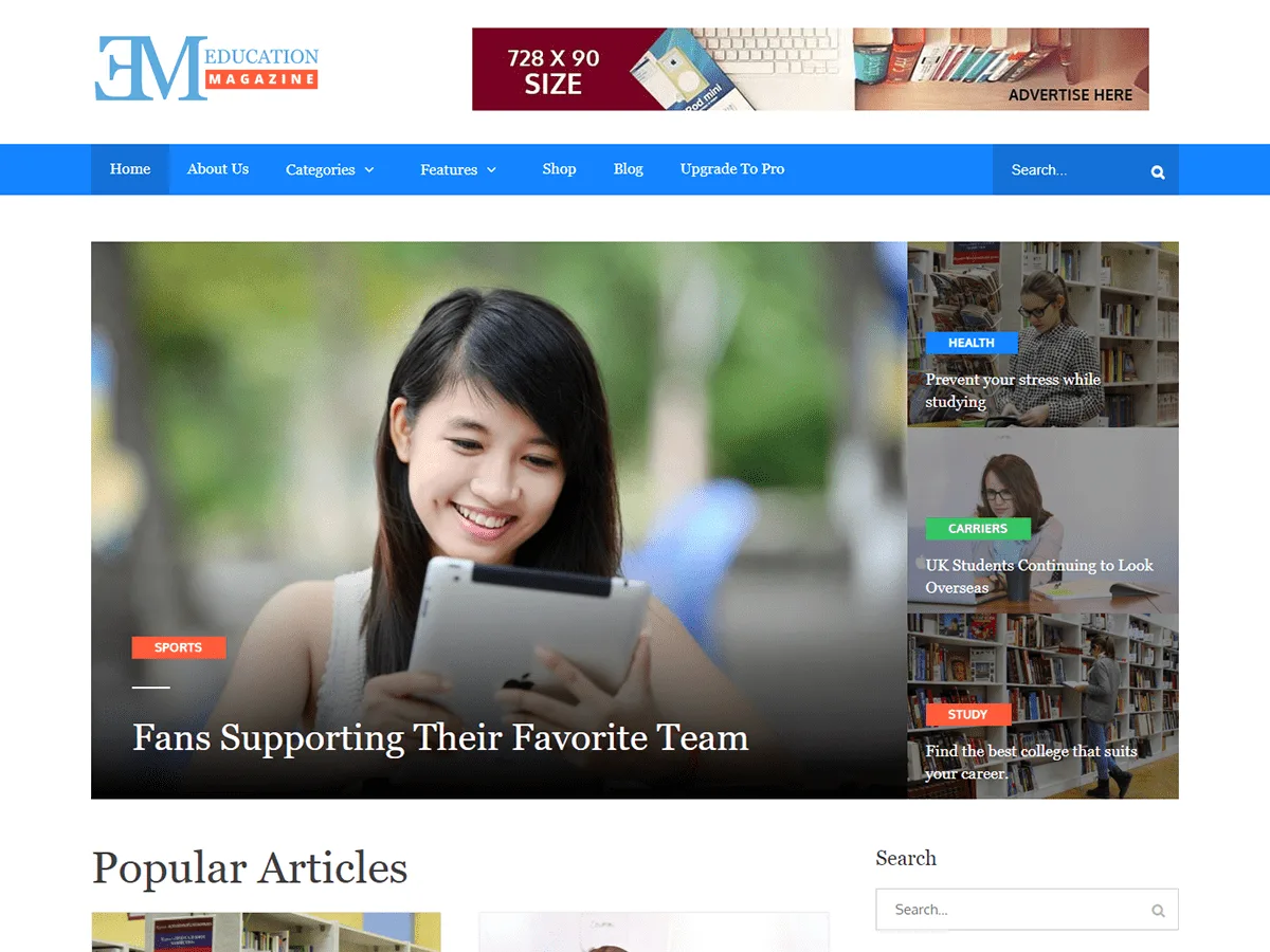 EduMag web sitesi teması ile eğitim kurumu web sitesi tasarımı