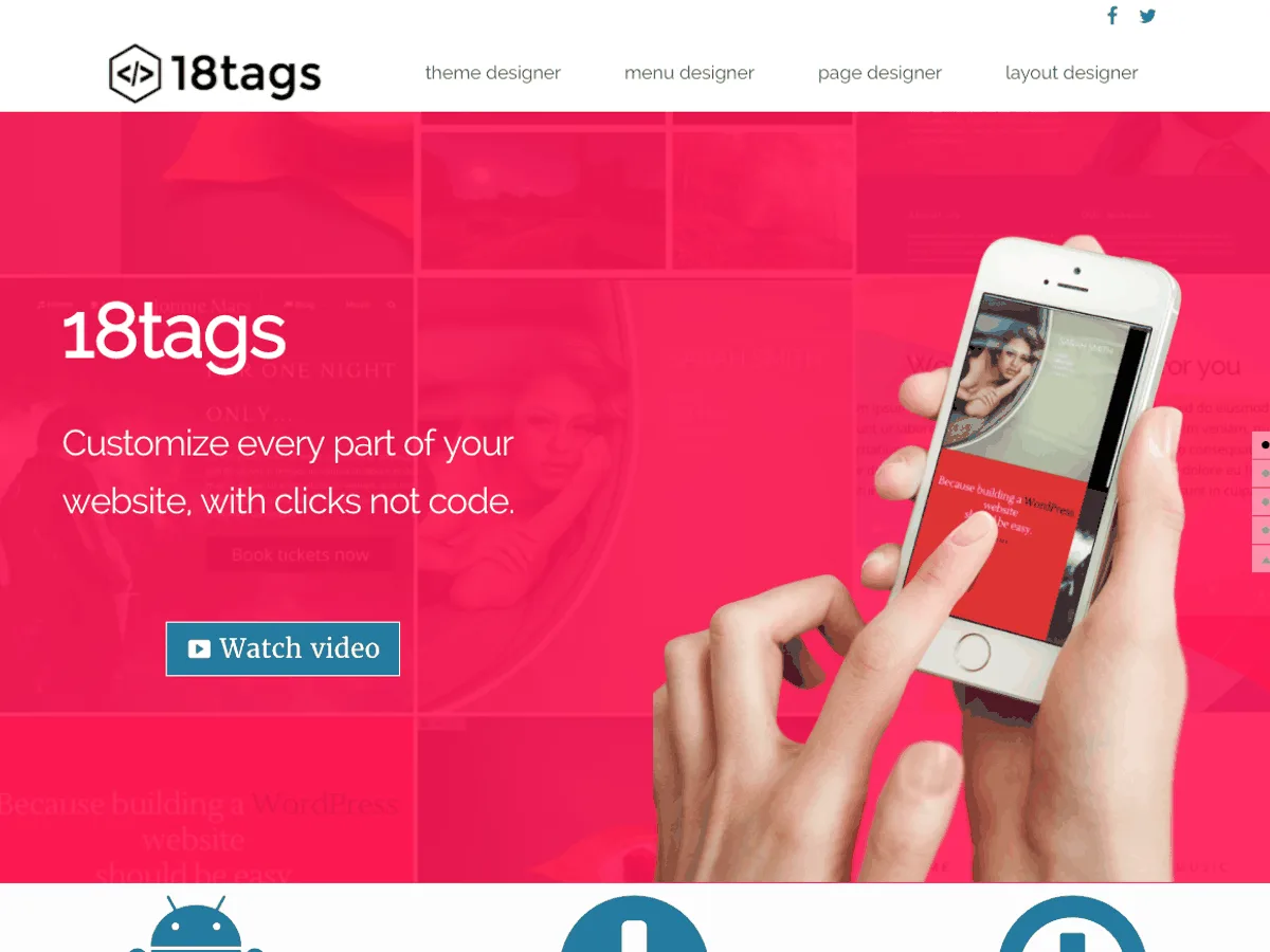 Eighteen tags web sitesi teması önizlemesi