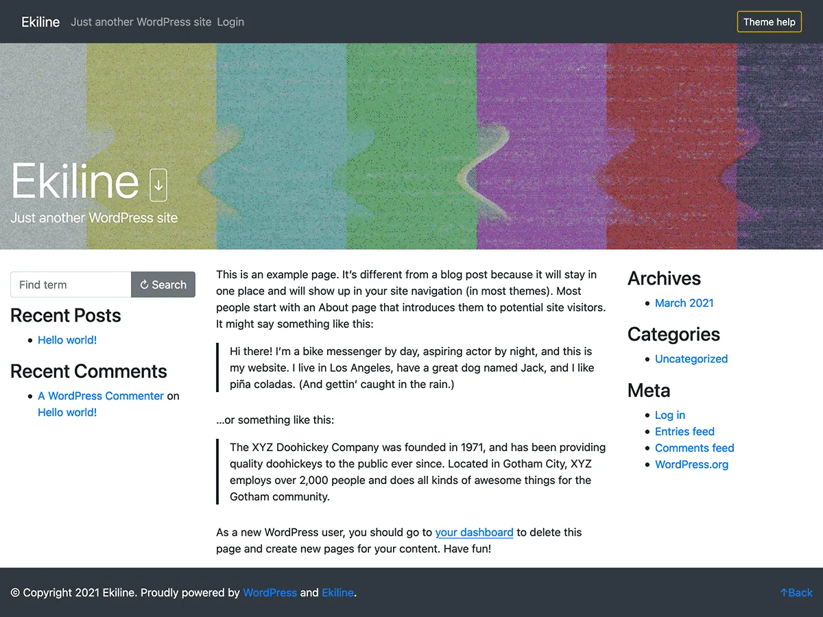 Ekiline web sitesi teması önizlemesi
