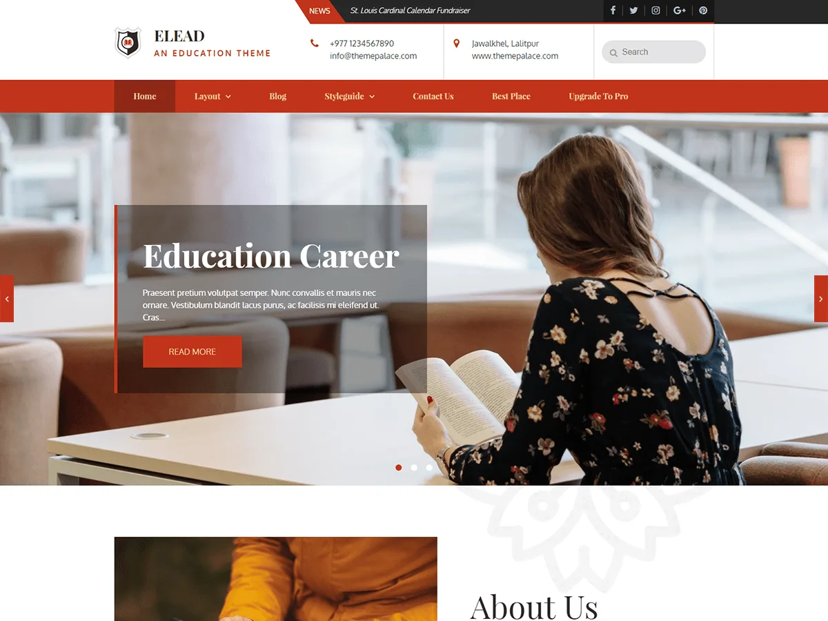 Elead eğitim web sitesi teması önizlemesi