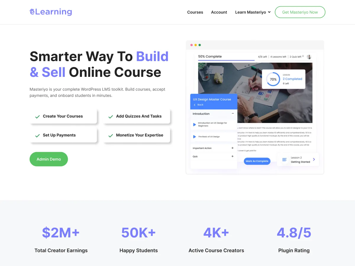 eLearning web sitesi teması önizlemesi