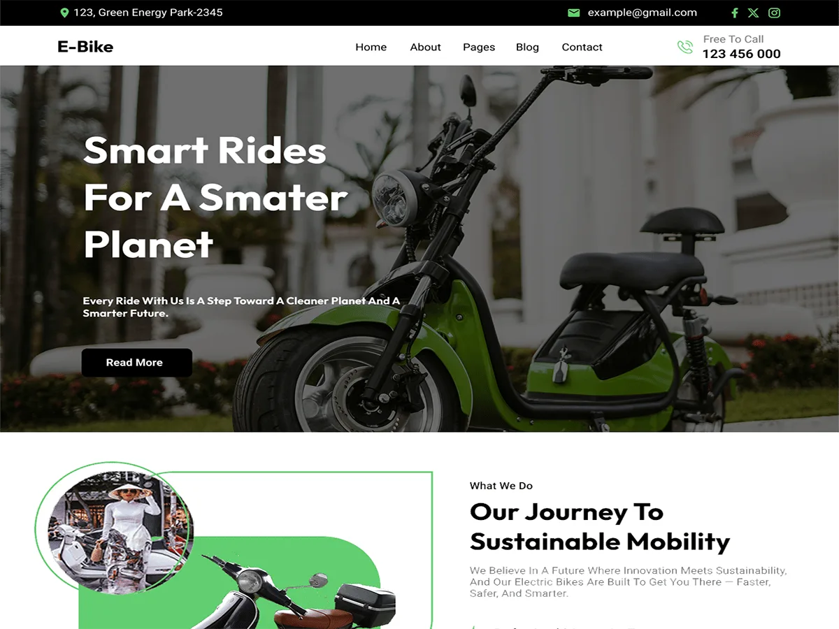 Electro Volt Bike web sitesi teması önizlemesi