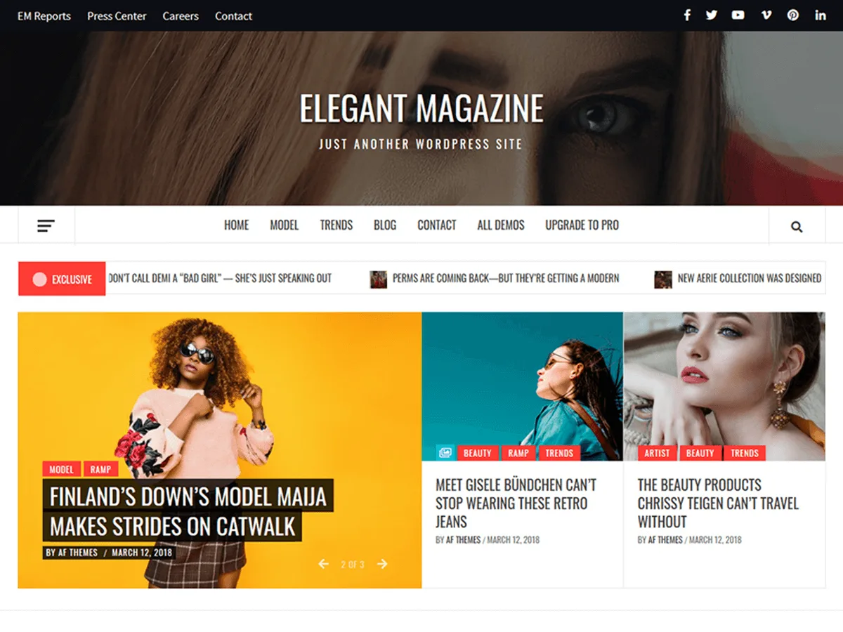Elegant Magazine web sitesi teması ile haber ve dergi sitesi tasarımı