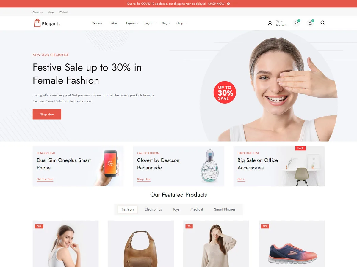 Elegant Shop e-ticaret teması önizlemesi