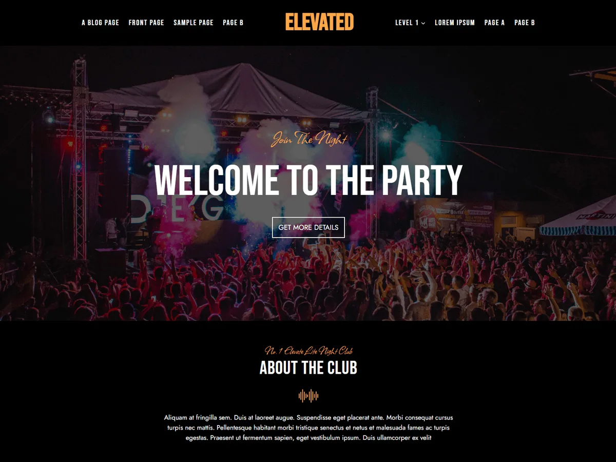 Elevated Lite web sitesi teması önizlemesi