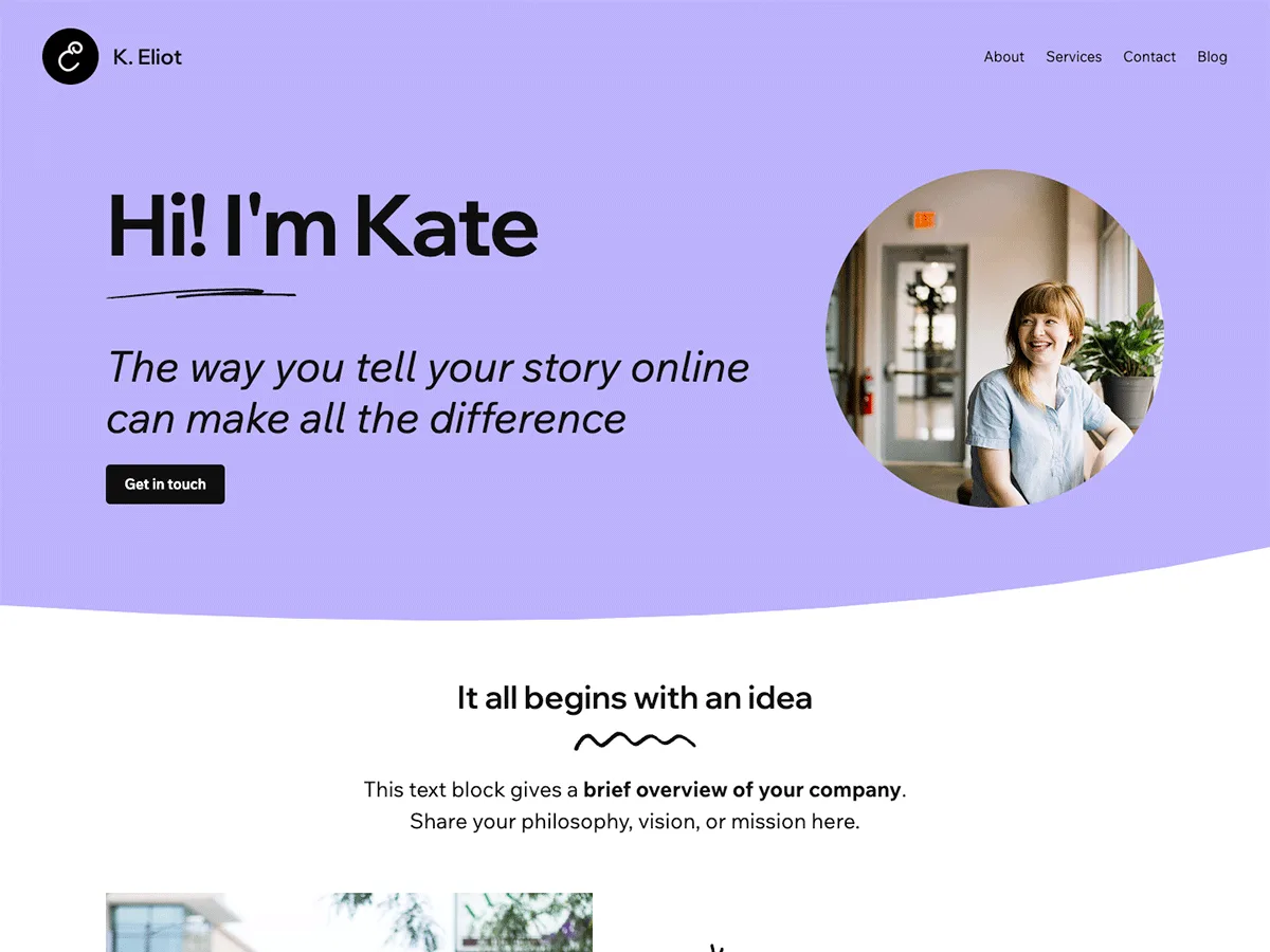 Eliot web sitesi teması minimalist tasarım örneği