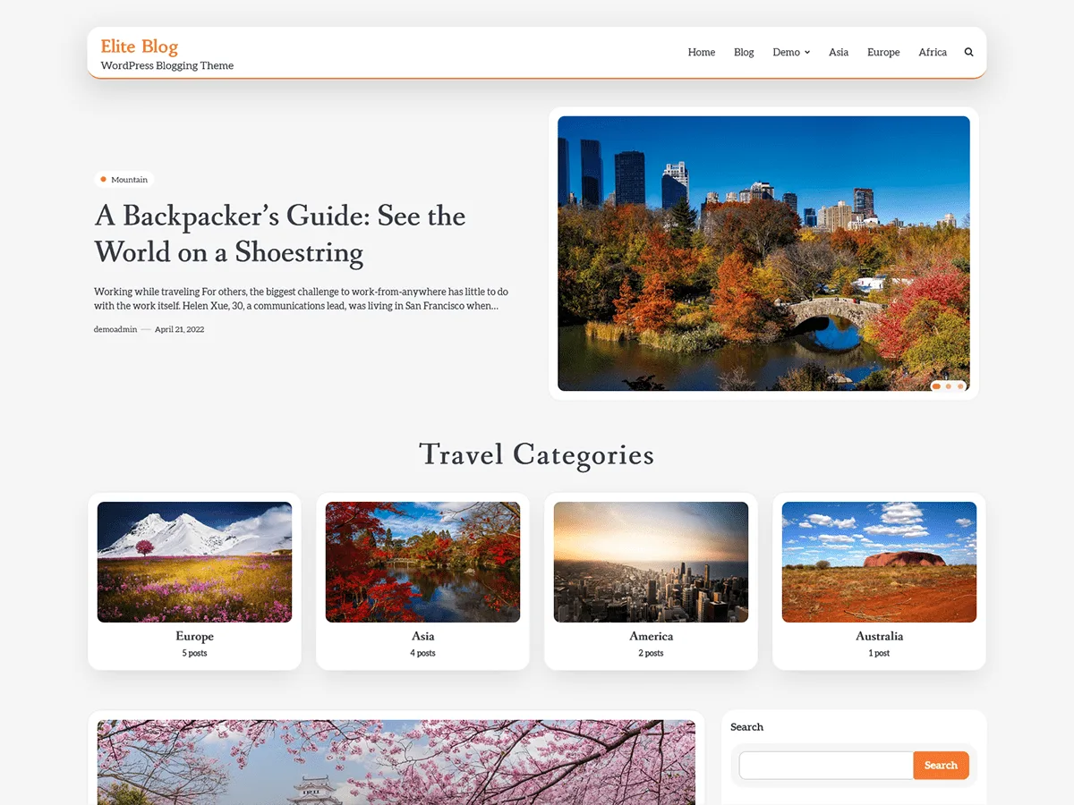 Elite Blog web sitesi teması önizlemesi