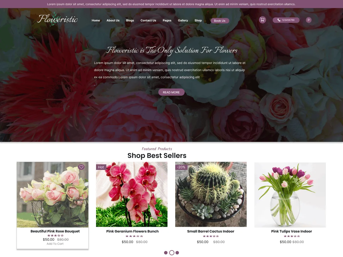 Elite florist web sitesi teması ile çiçekçi vitrini