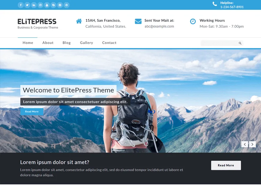 ElitePress web sitesi teması ile kurumsal bir web sitesi görünümü