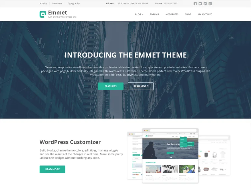 Emmet Lite web sitesi teması önizlemesi