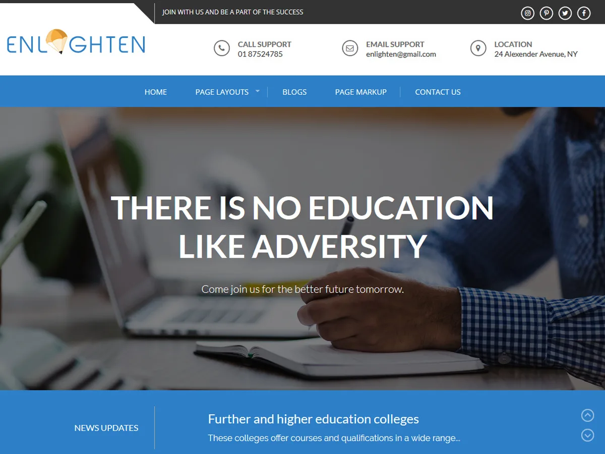 Enlighten web sitesi teması önizlemesi