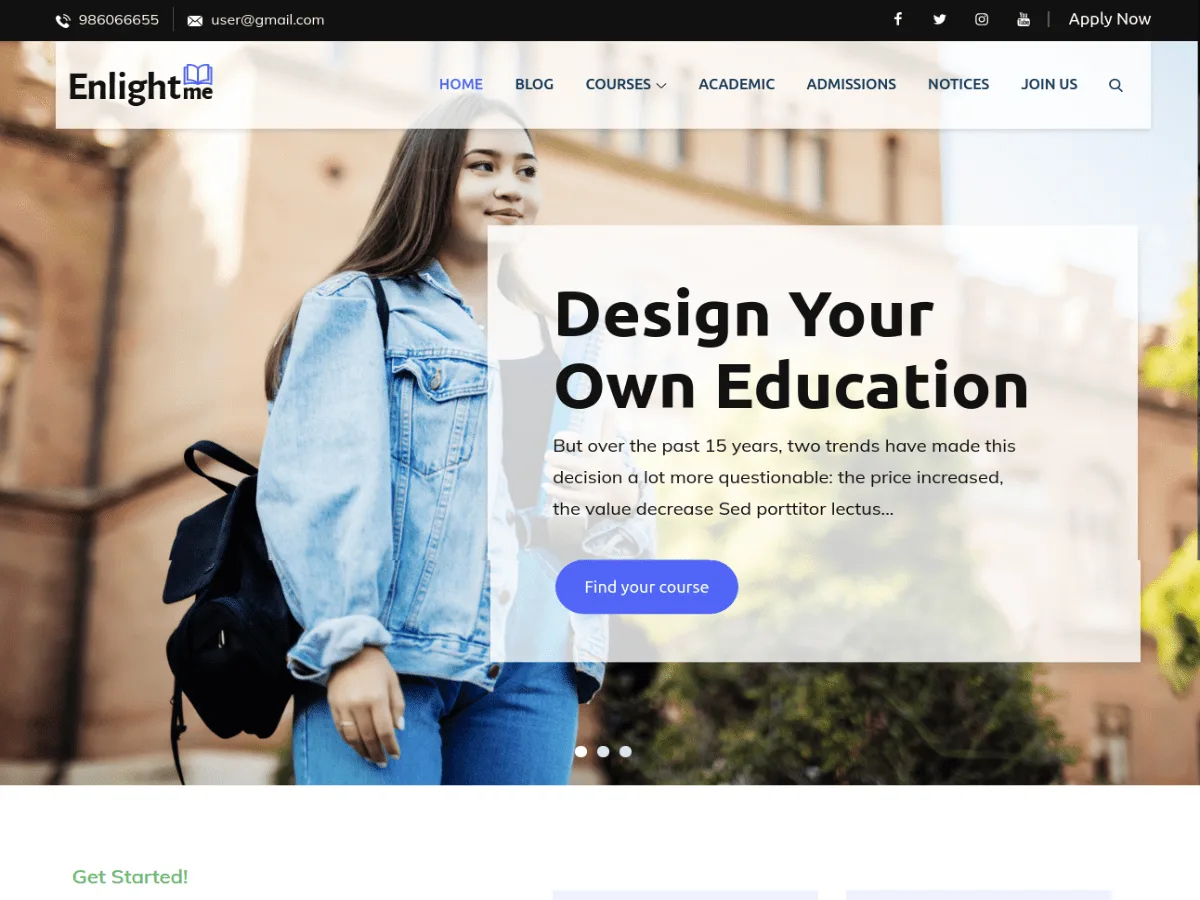 Enlightme eğitim teması örnek görünümü