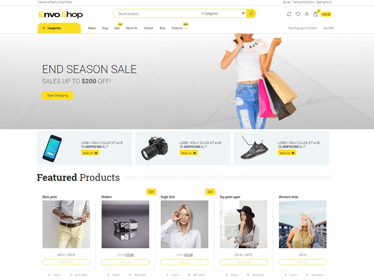 Envo Shop web sitesi teması önizlemesi