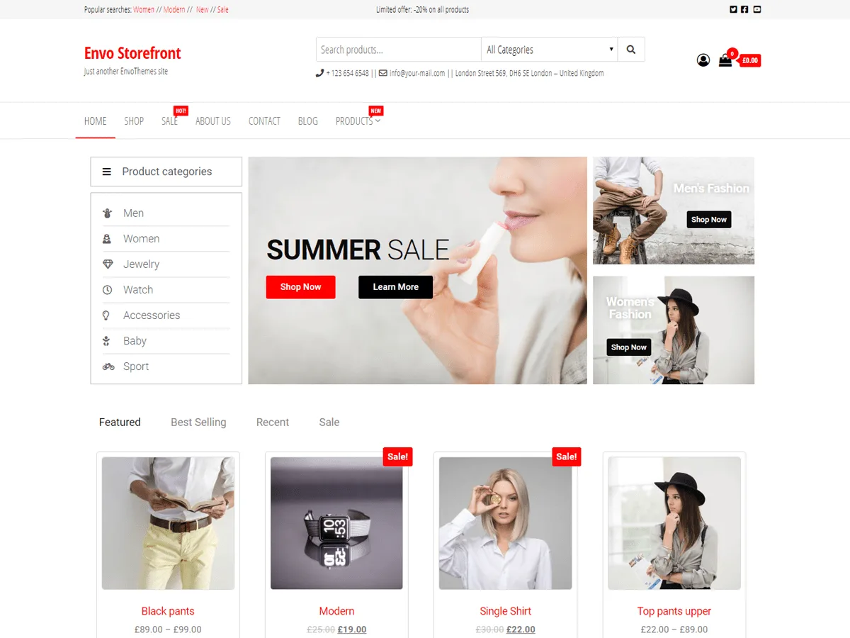 Envo Storefront web sitesi teması önizlemesi