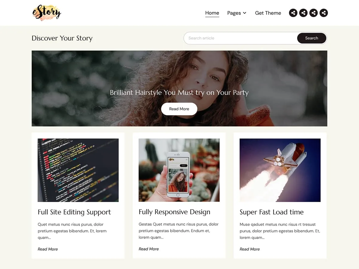 eStory web sitesi teması ile blog sitesi tasarımı