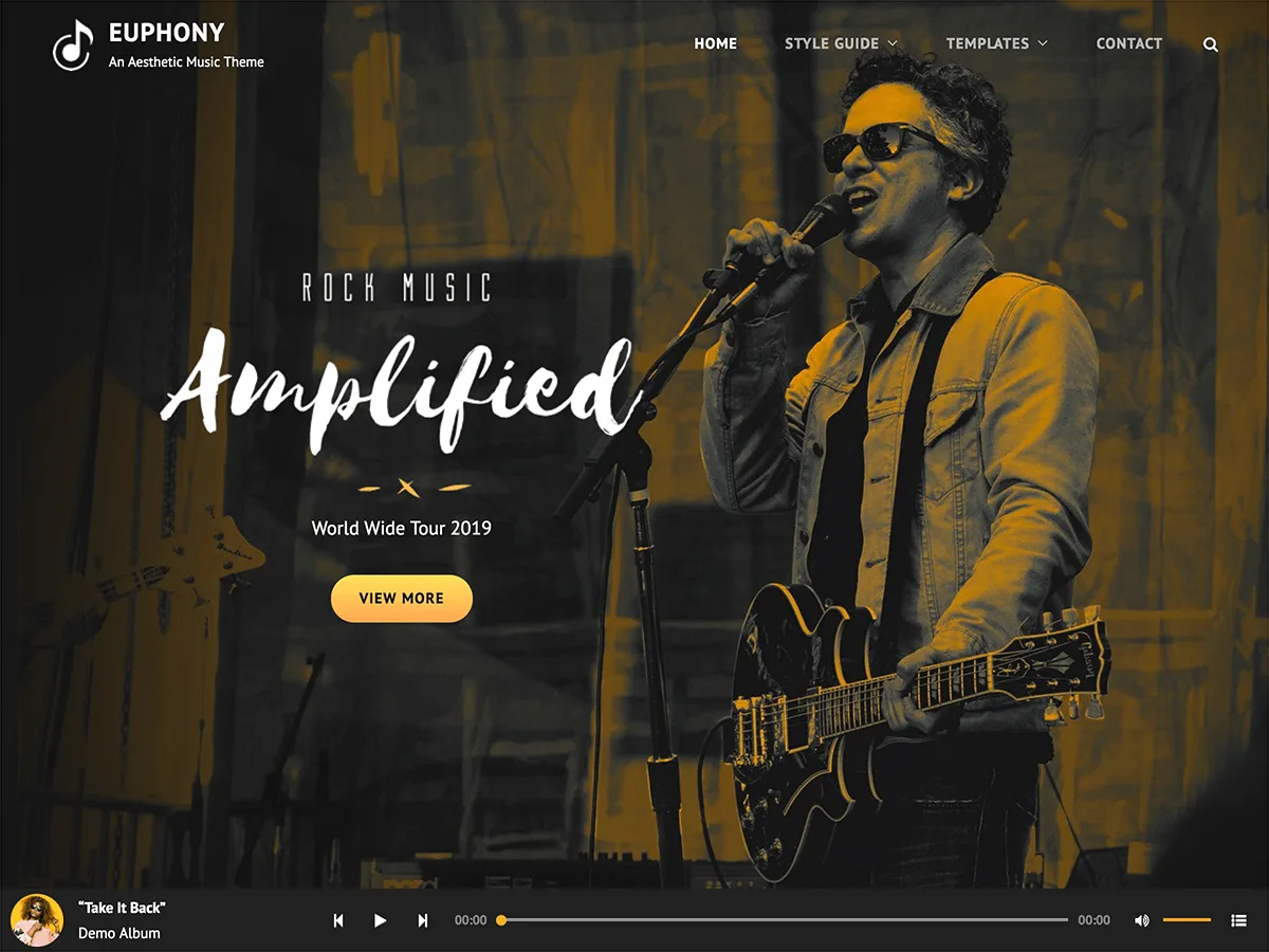 Euphony müzik web sitesi teması önizlemesi