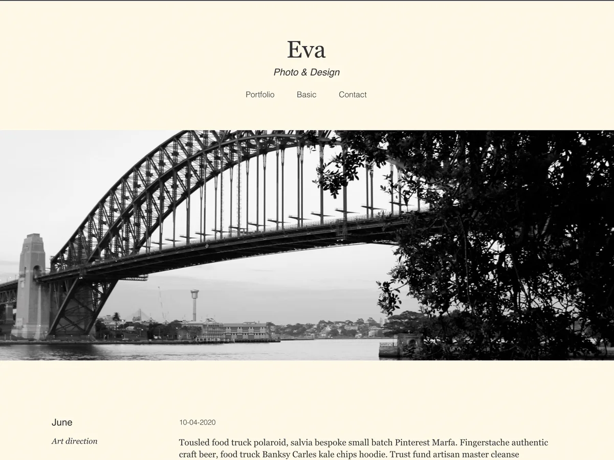 Eva blog web sitesi teması önizlemesi