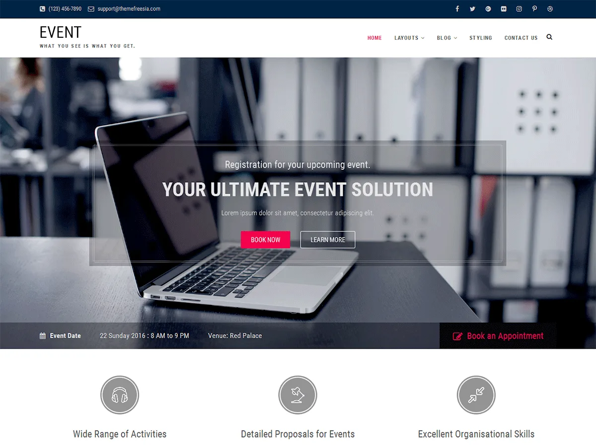 Event web sitesi teması önizlemesi