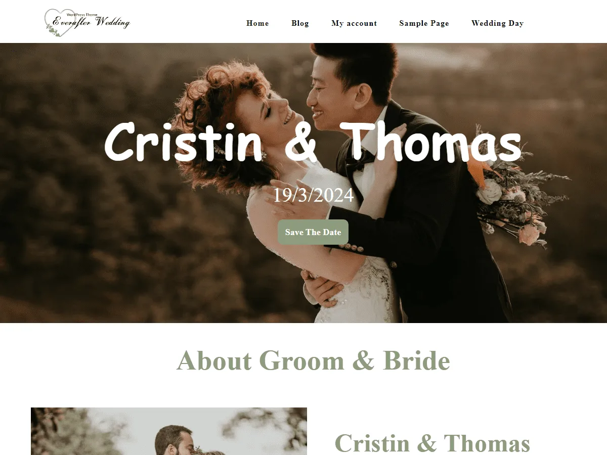 Everafter Wedding web sitesi teması ile düğün web sitesi tasarımı
