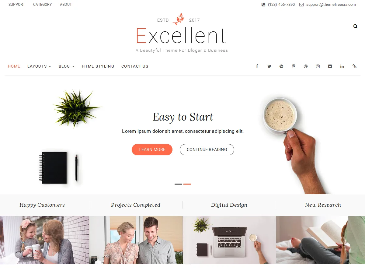 Excellent web sitesi teması önizlemesi