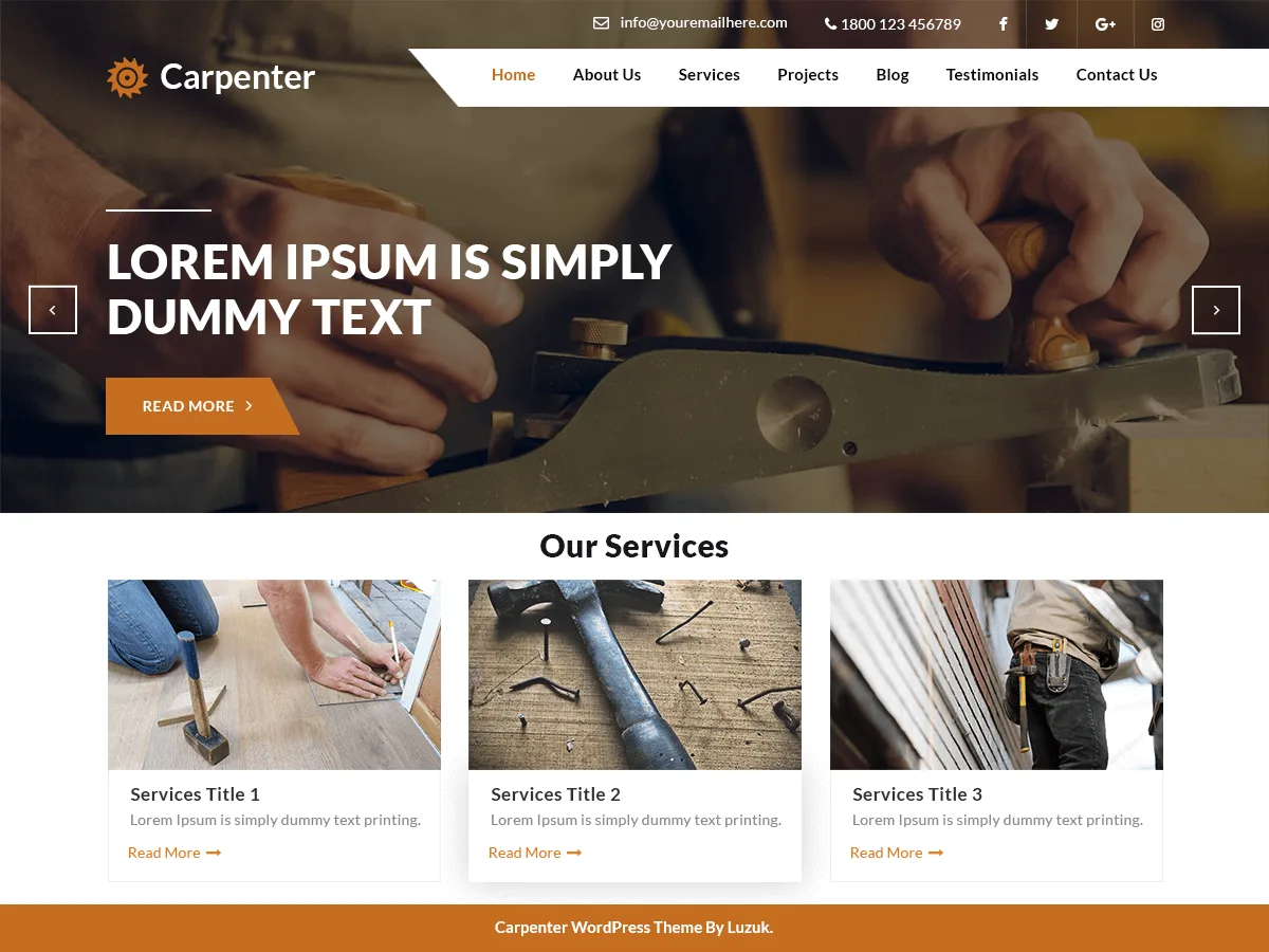 Expert Carpenter web sitesi teması önizlemesi