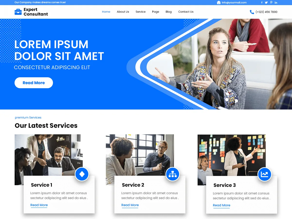 Expert Consultant web sitesi teması önizlemesi