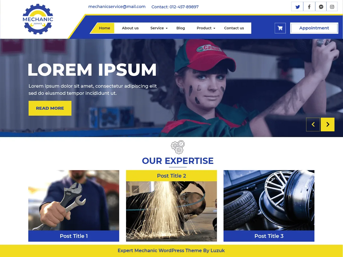 Expert Mechanic web sitesi teması önizlemesi