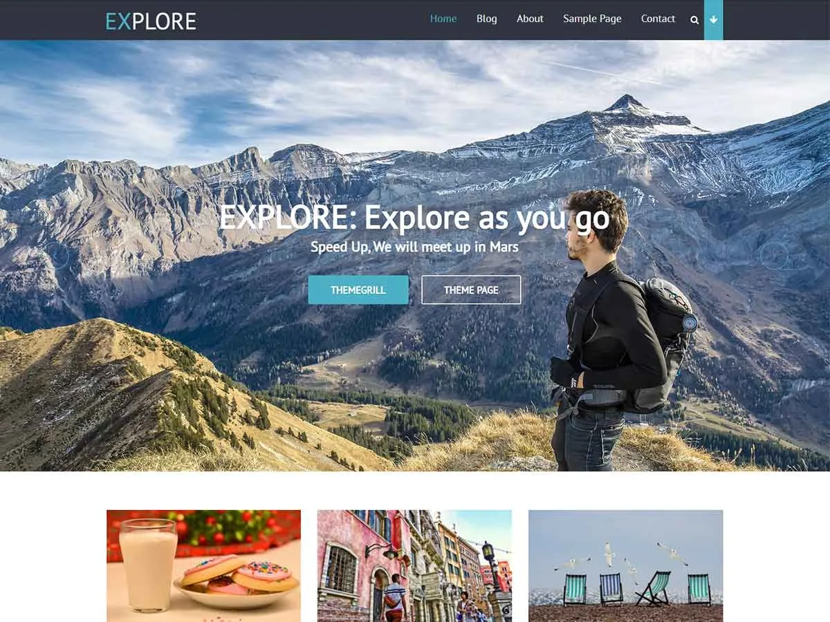 Explore web sitesi teması önizlemesi