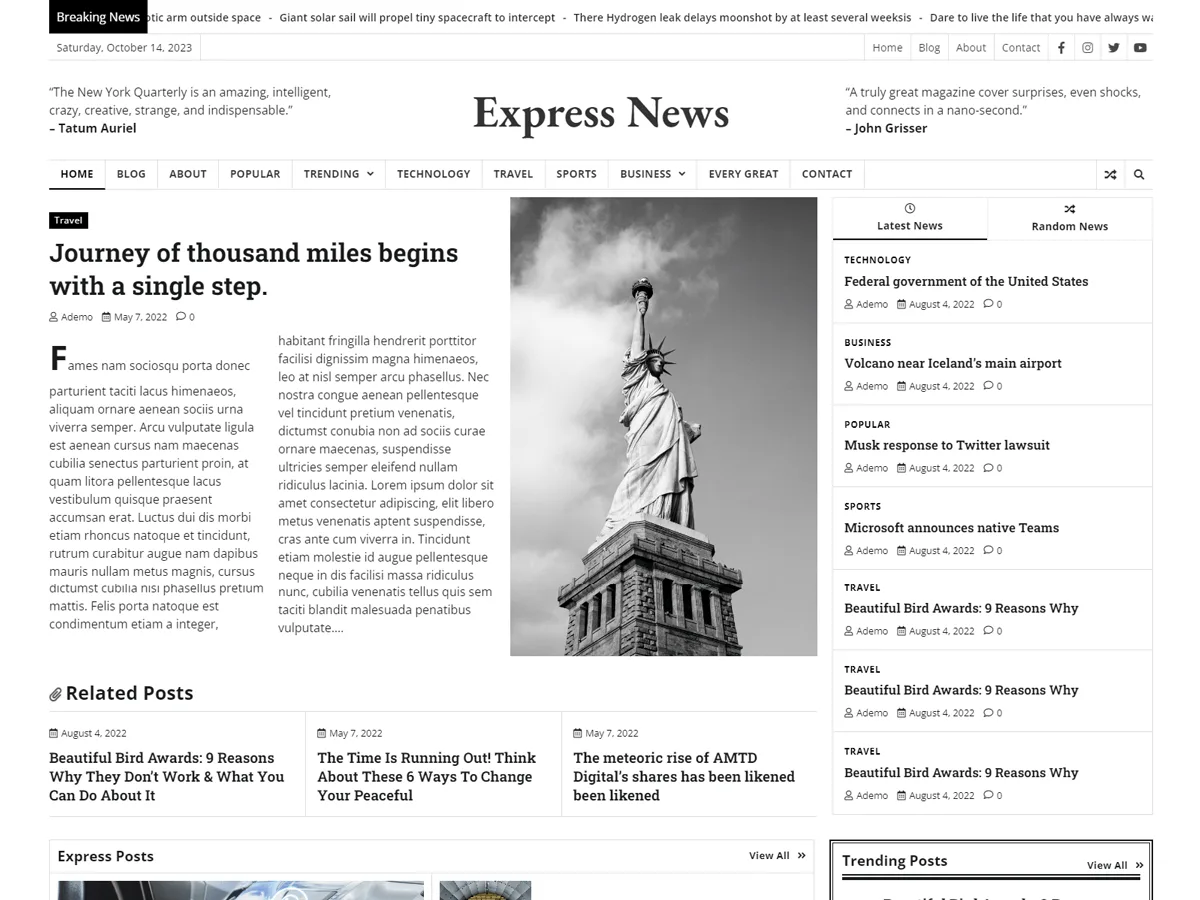 Express News web sitesi teması görseli