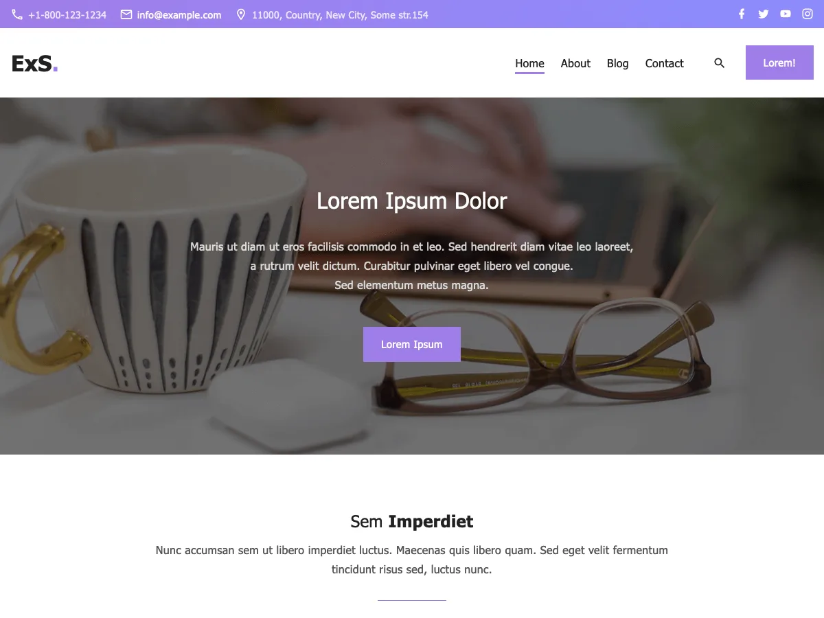 ExS teması ile oluşturulmuş hızlı ve modern bir web sitesi