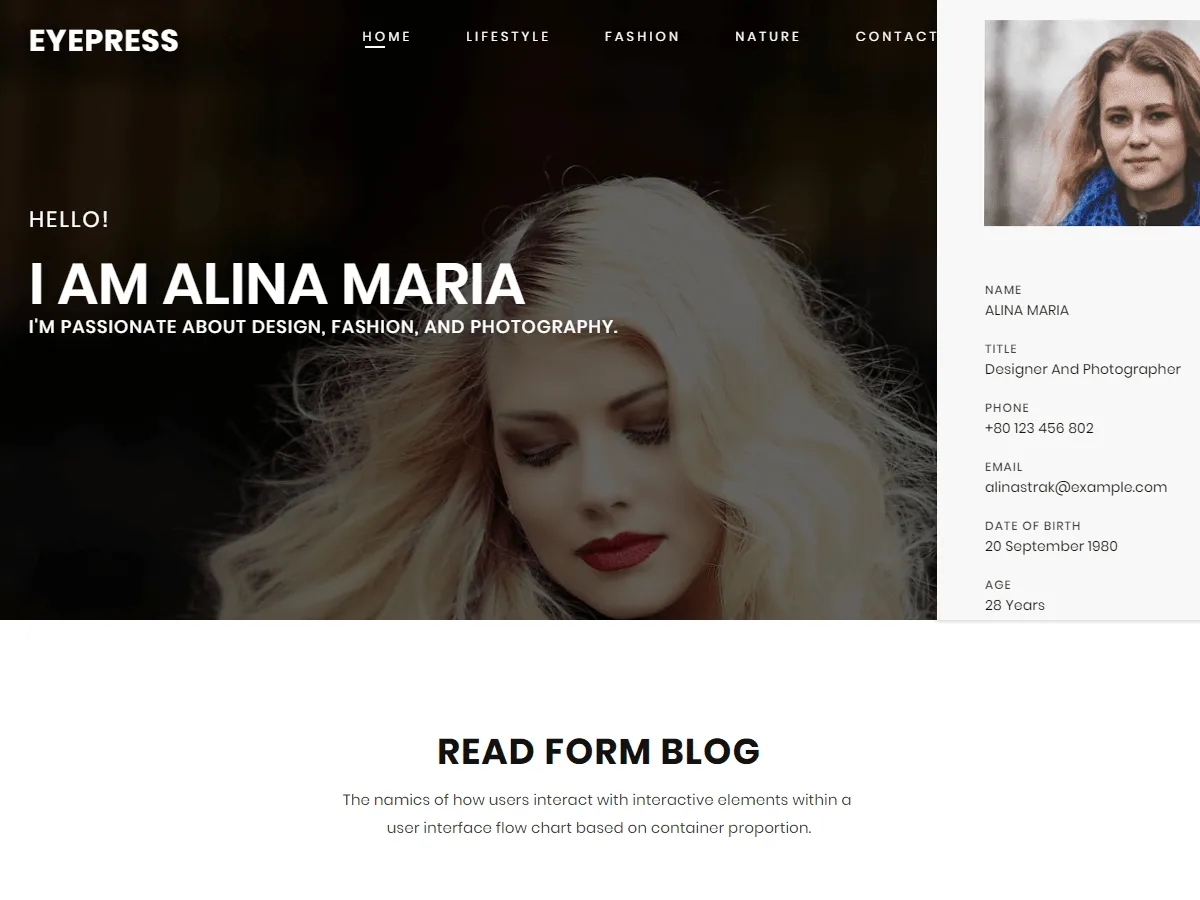 Eyepress web sitesi teması önizlemesi