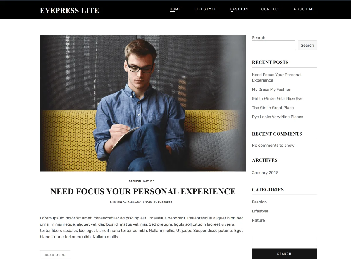 Eyepress Lite web sitesi teması önizlemesi