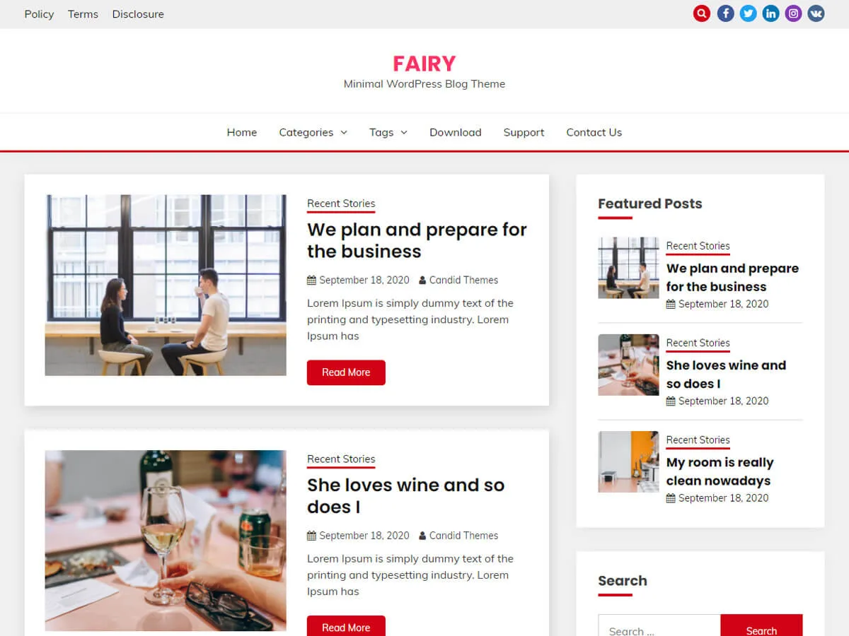 Fairy web sitesi teması önizlemesi