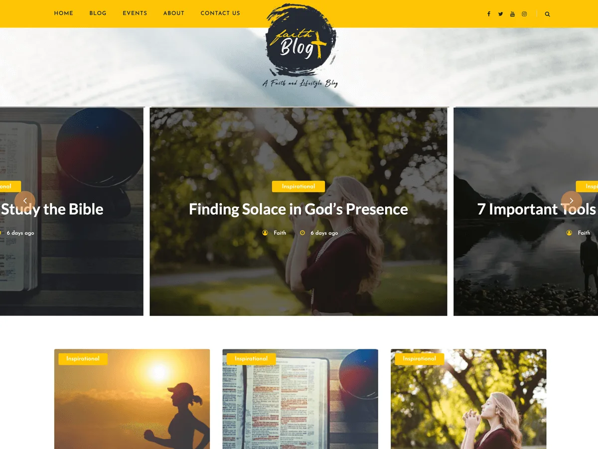 Faith Blog web sitesi teması önizlemesi