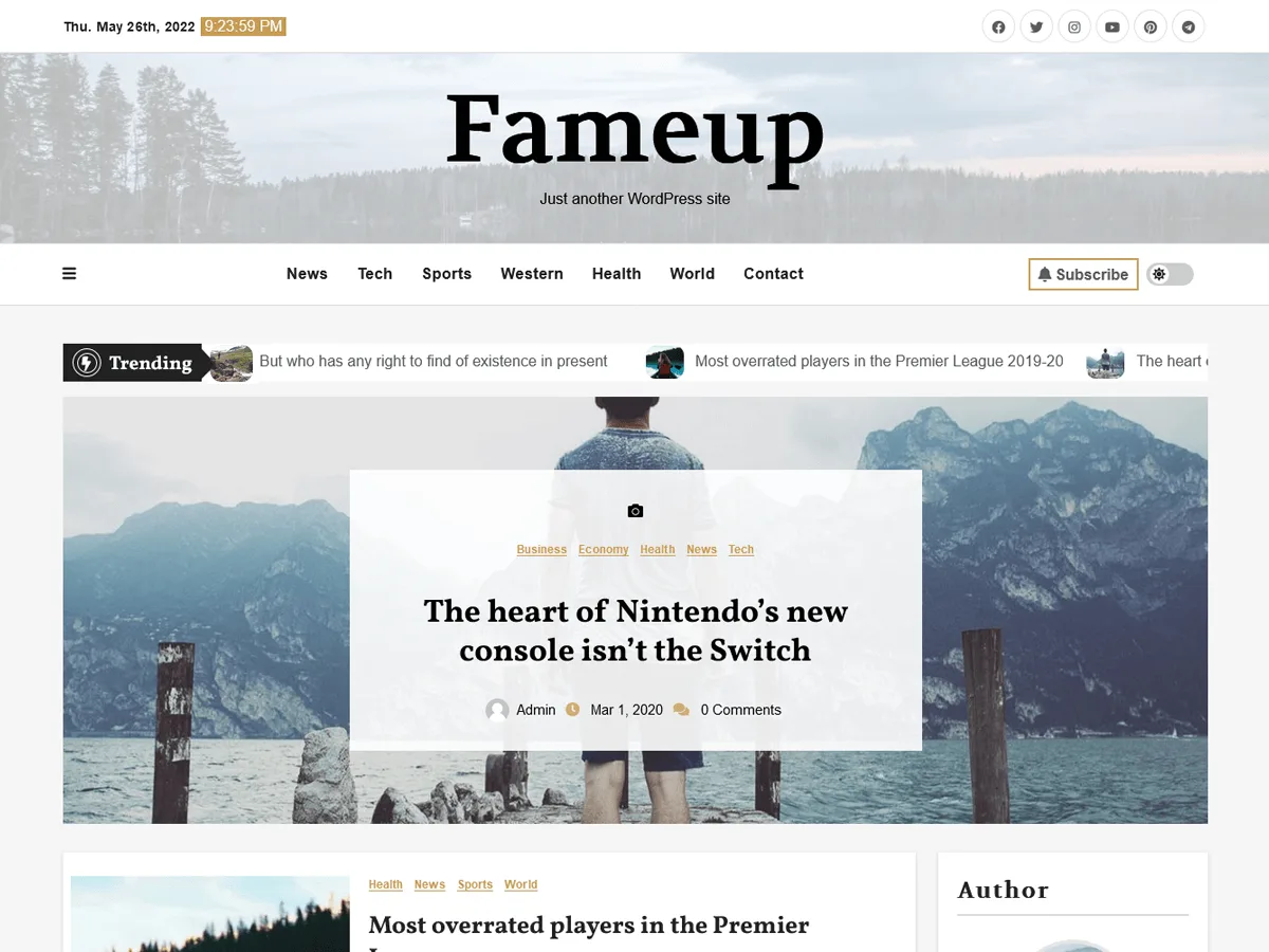 Fameup web sitesi teması ile haber ve blog sitesi görünümü