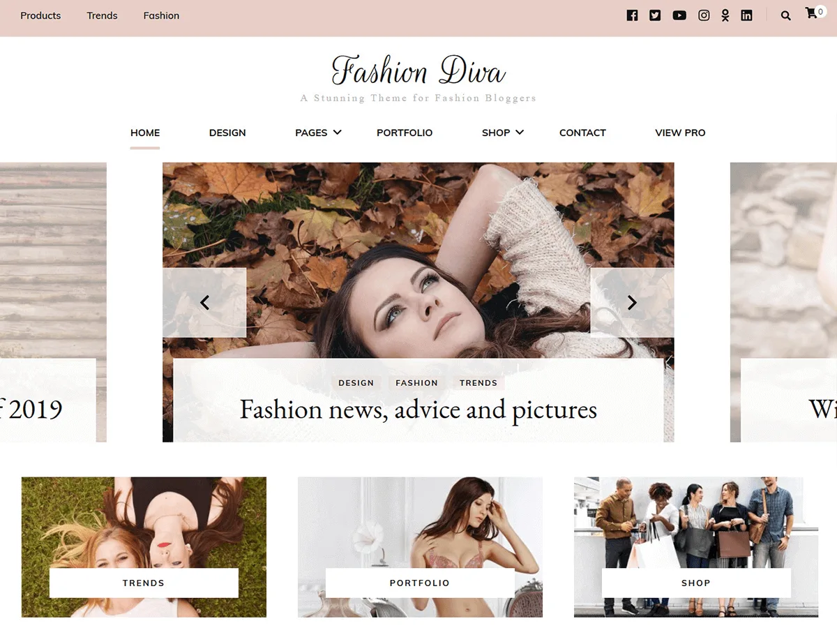 Fashion Diva web sitesi teması önizlemesi