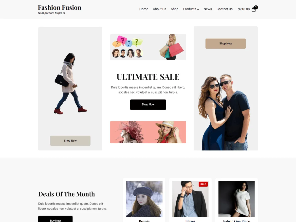 FashionFusion web sitesi teması önizlemesi