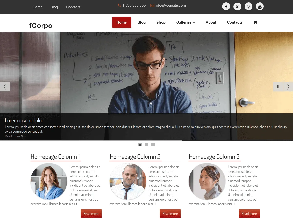 fCorpo kurumsal web sitesi teması önizlemesi