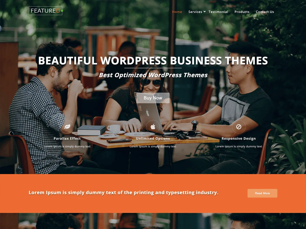 Featuredlite web sitesi teması ile kurumsal bir web sitesi görünümü