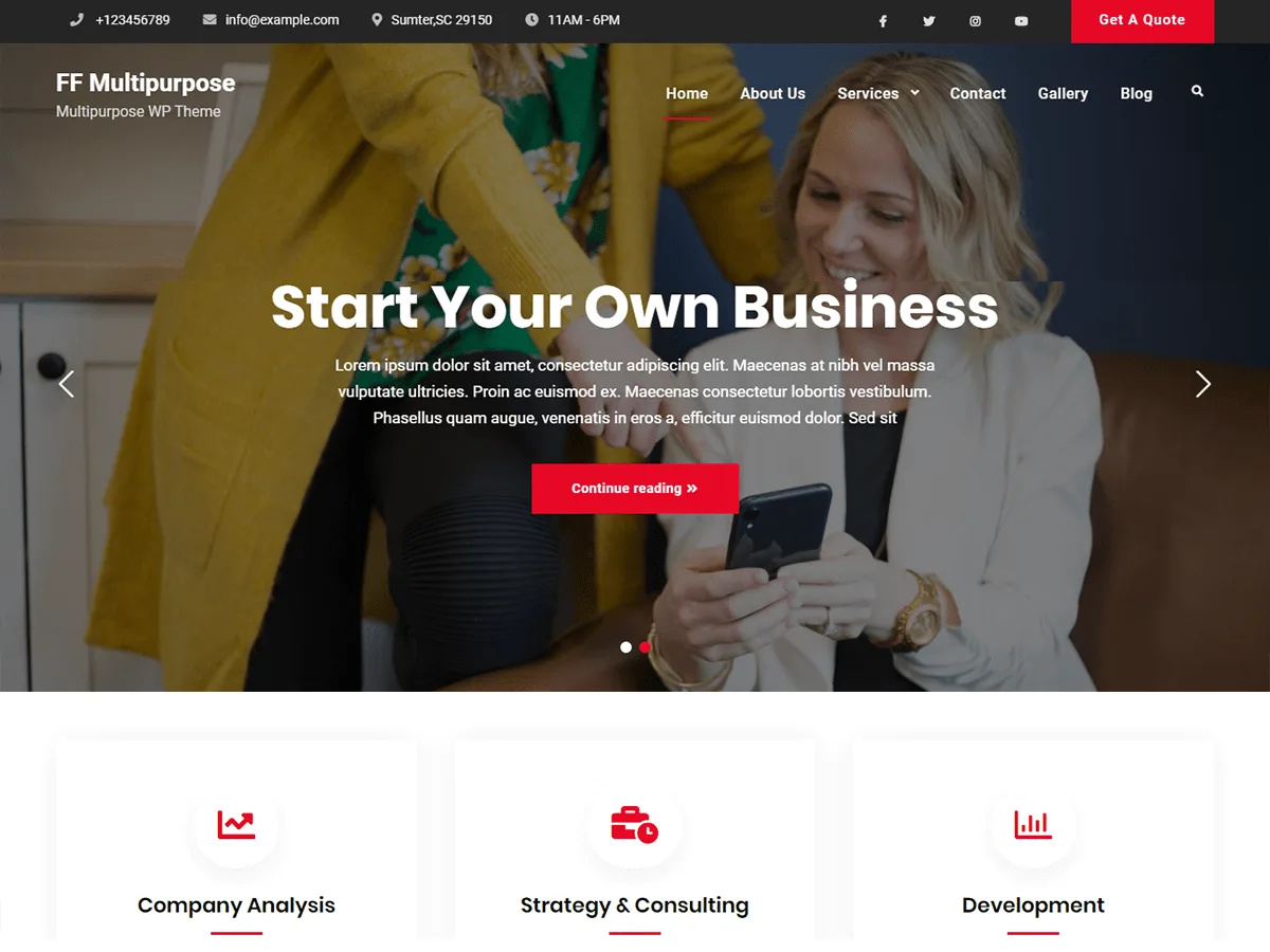 FF Multipurpose web sitesi teması önizlemesi