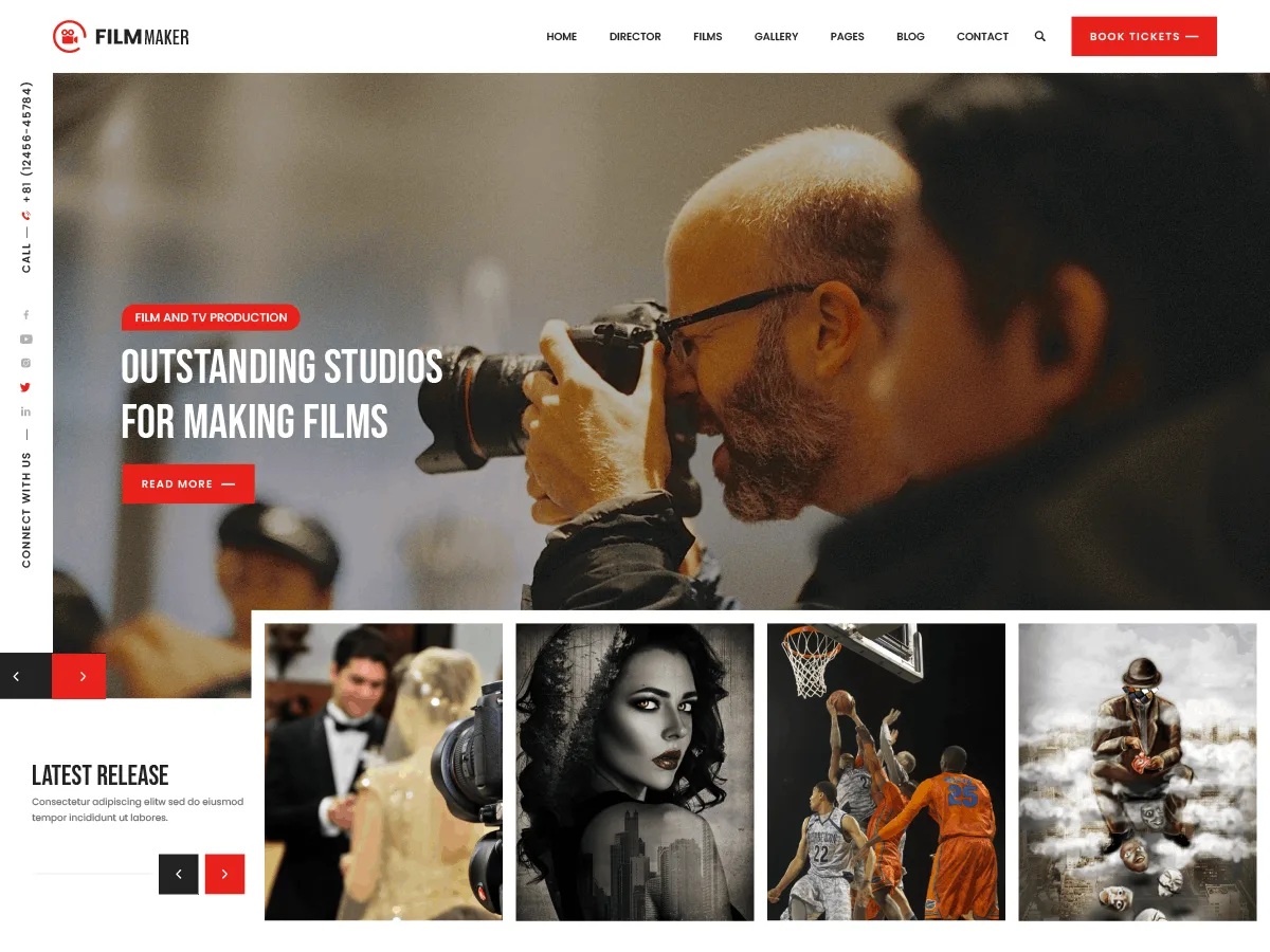 Film Maker Lite web sitesi teması önizlemesi