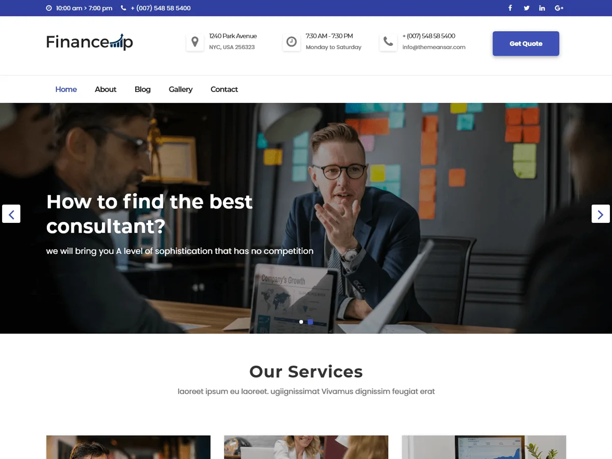Financeup web sitesi teması önizlemesi