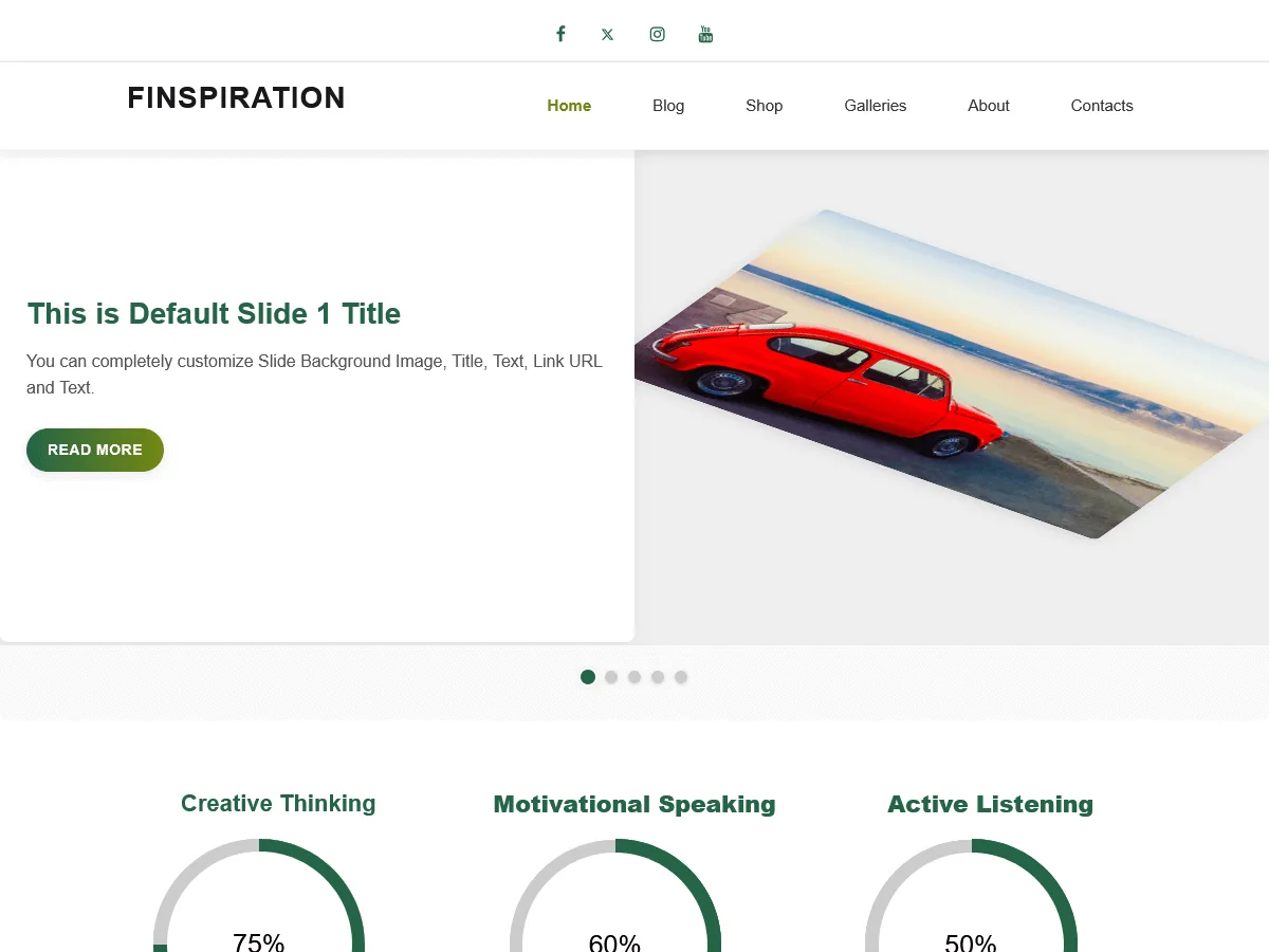 fInspiration web sitesi teması özellikleri