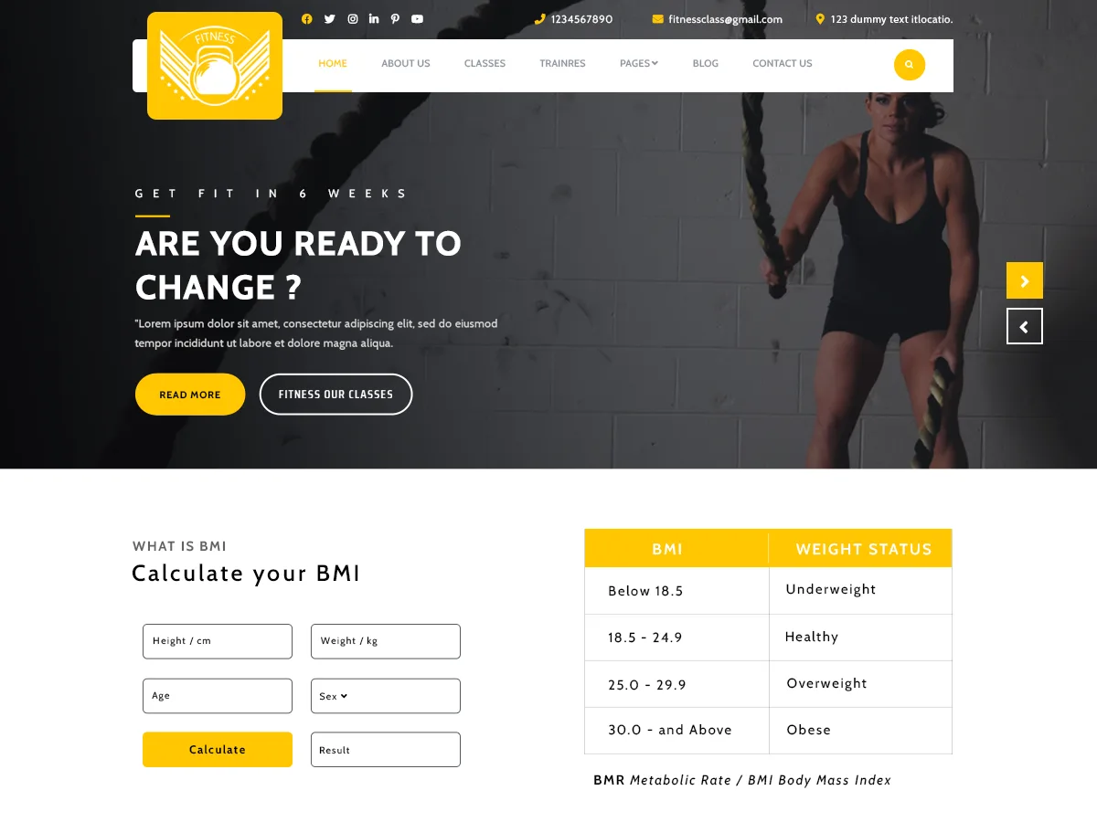 Fitness Crossfit web sitesi teması önizlemesi