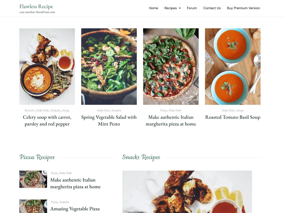 Flawless Recipe yemek blogu web sitesi teması
