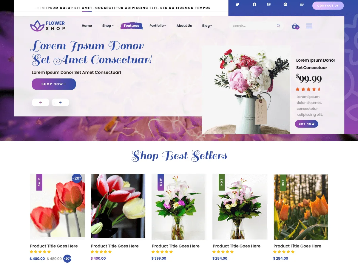 Florist Flower Shop web sitesi teması ile çiçekçi sitesi tasarımı