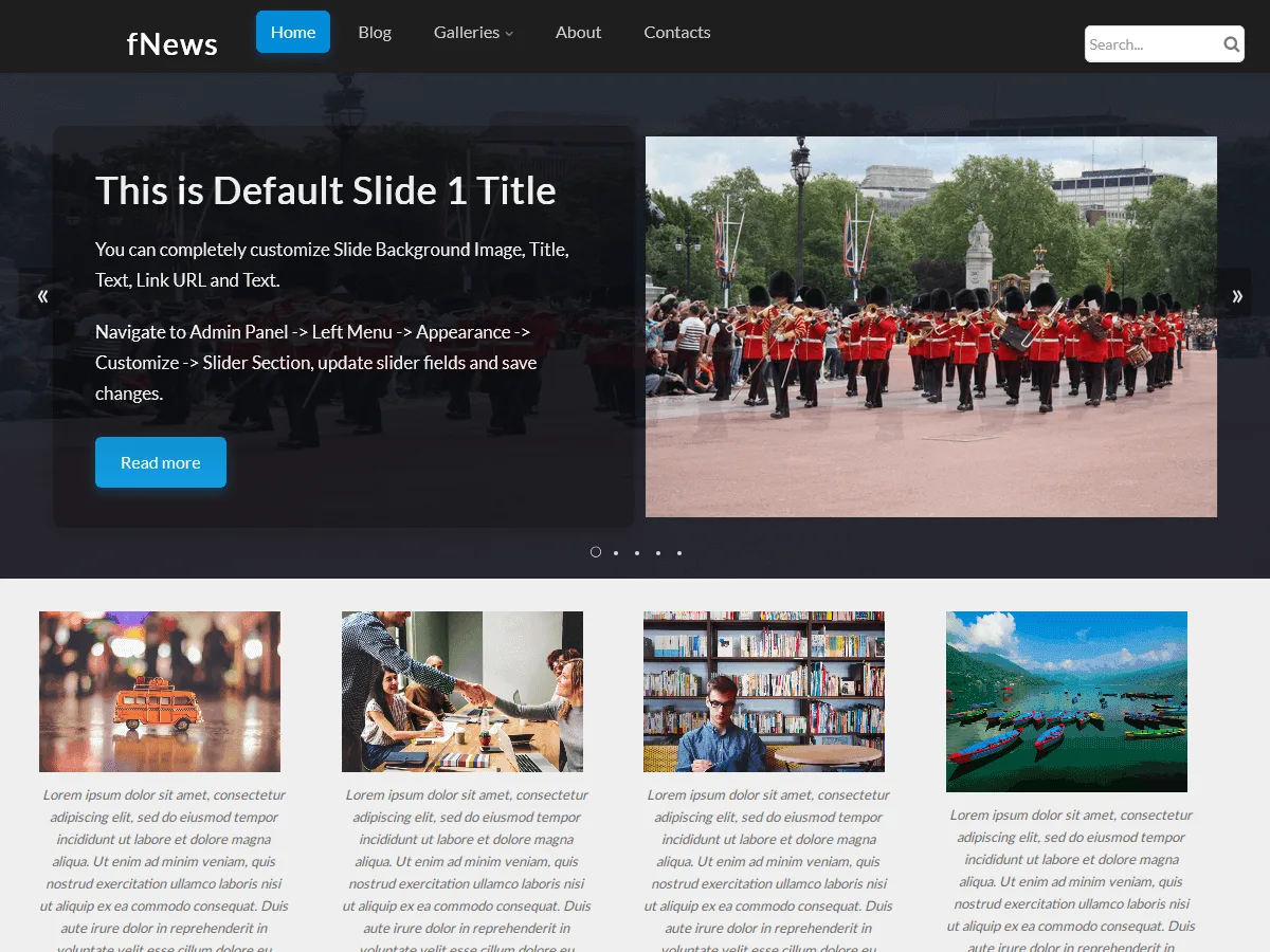 fNews web sitesi teması özellikleri
