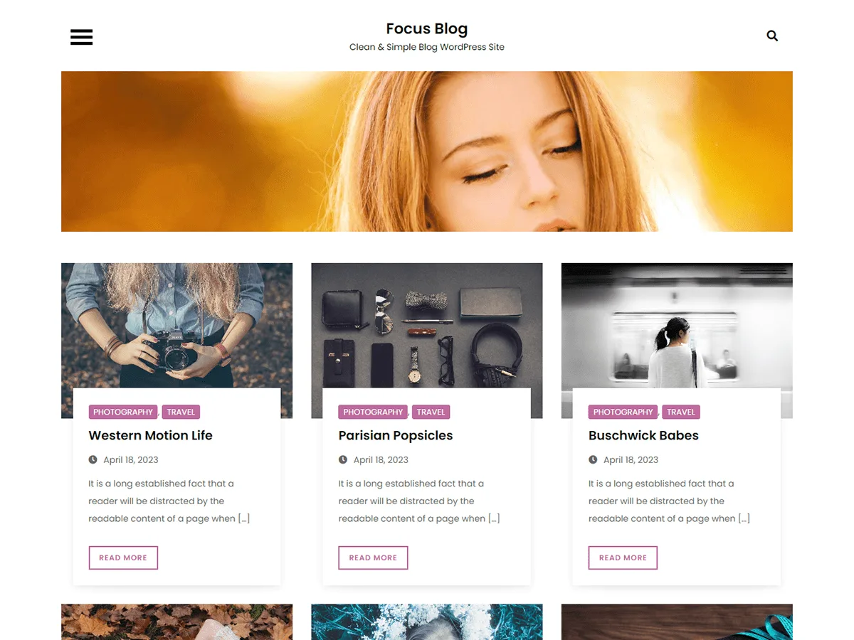Focus Blog web sitesi teması önizlemesi