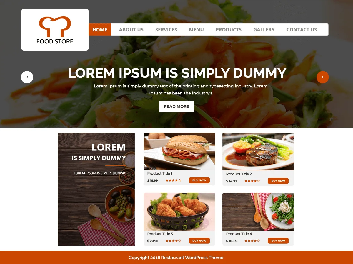 Food Restaurant web sitesi teması örneği