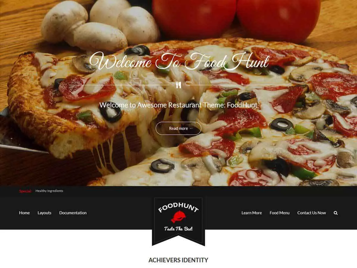 FoodHunt web sitesi teması önizlemesi